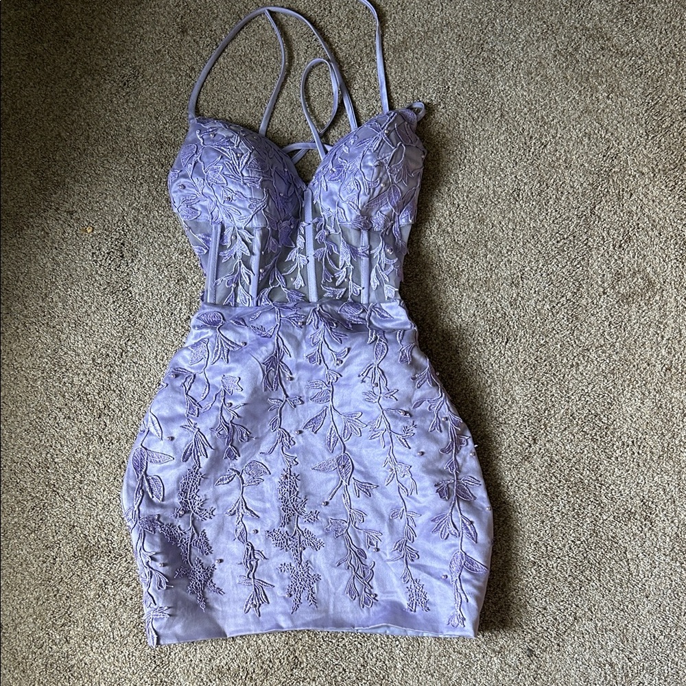 Elegant Lavender Lace Dress